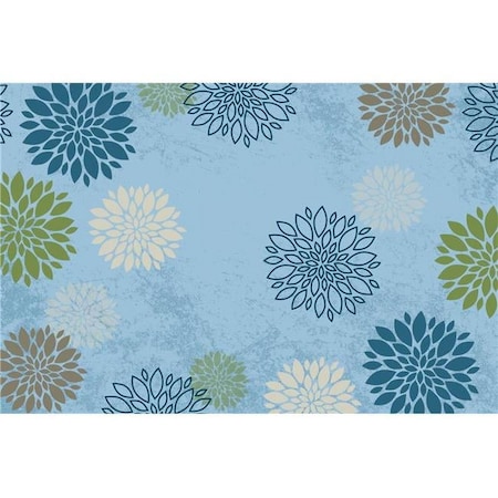 Wall-To-Wall 4 x 6 ft. Delightful Dahlia Rectangle Mat, Green WA3363809